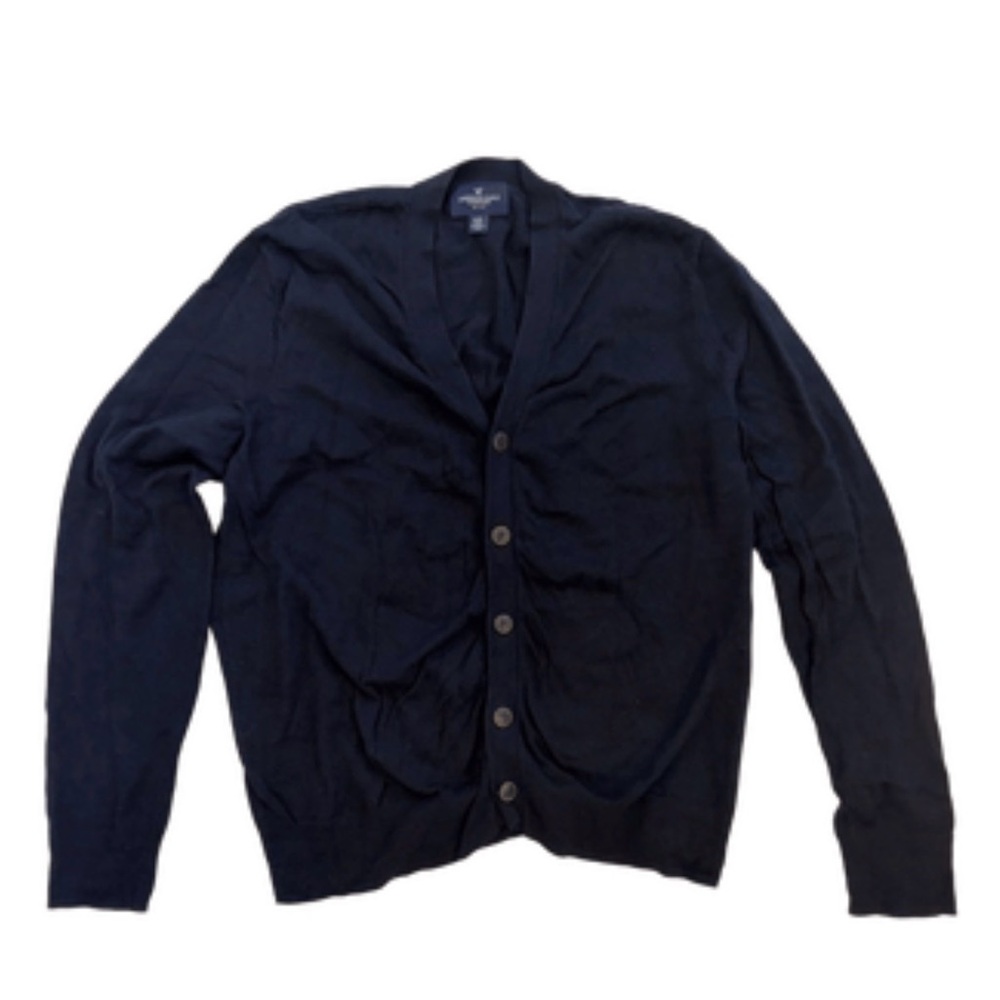 American Eagle Outfitters Men's Dark Navy Button Cardigan